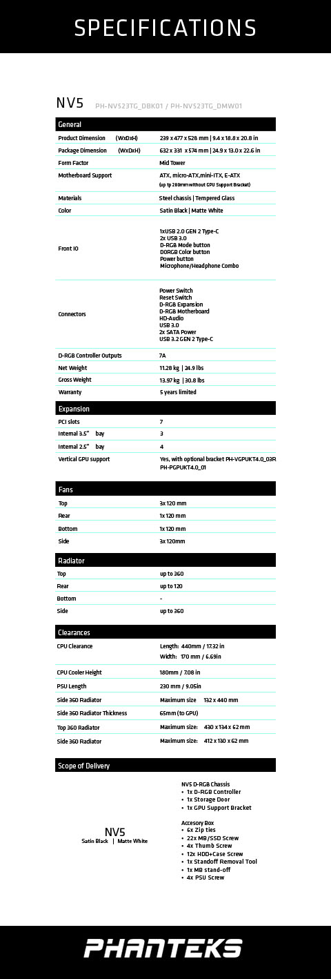 Phanteks Specifications